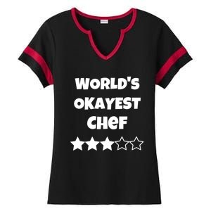 Funny Worlds Okayest Chef Cook Gift Average Star Cute Gift Ladies Halftime Notch Neck Tee