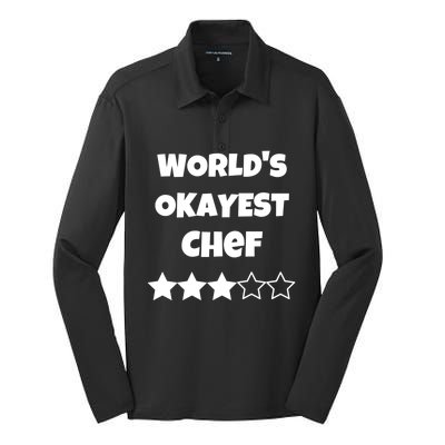 Funny Worlds Okayest Chef Cook Gift Average Star Cute Gift Silk Touch Performance Long Sleeve Polo