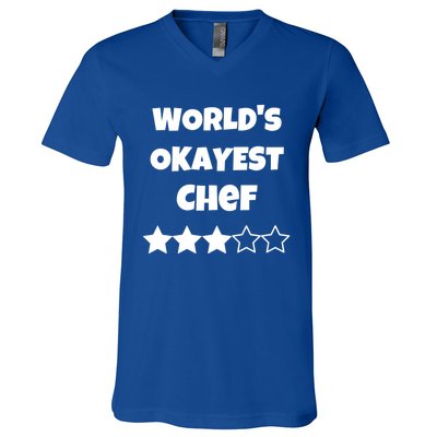 Funny Worlds Okayest Chef Cook Gift Average Star Cute Gift V-Neck T-Shirt