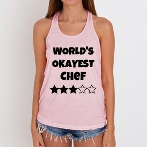 Funny Worlds Okayest Chef Cook Gift Average Star Cute Gift Women's Knotted Racerback Tank