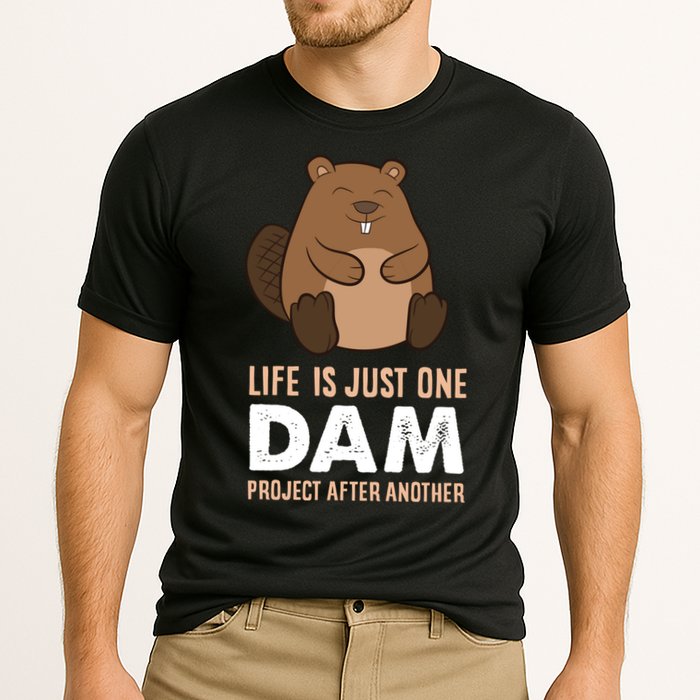 Funny Woodworking One Dam Project After Another Beaver Gift Cooling Performance Crew T-Shirt