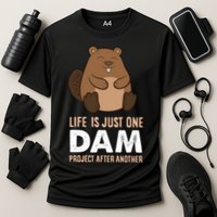 Funny Woodworking One Dam Project After Another Beaver Gift Cooling Performance Crew T-Shirt