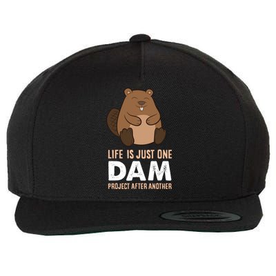 Funny Woodworking One Dam Project After Another Beaver Gift Wool Snapback Cap