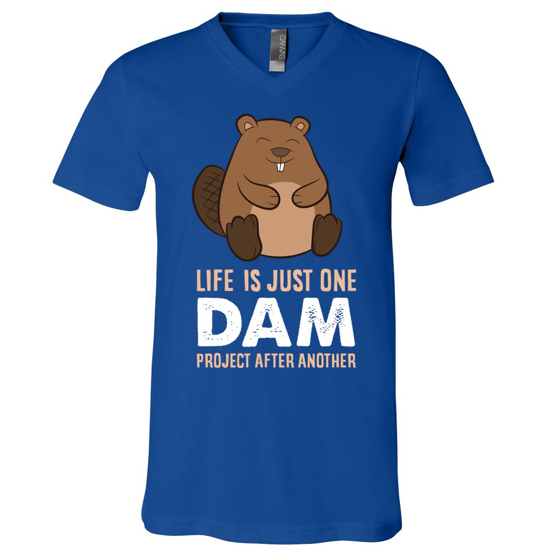 Funny Woodworking One Dam Project After Another Beaver Gift V-Neck T-Shirt