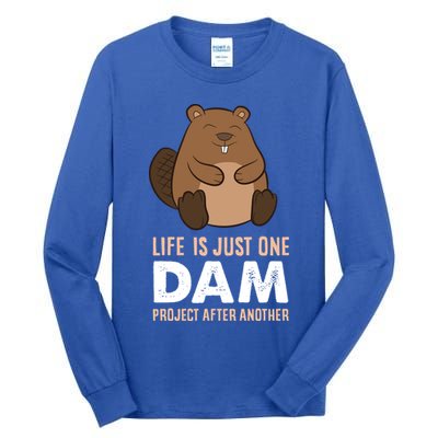 Funny Woodworking One Dam Project After Another Beaver Gift Tall Long Sleeve T-Shirt