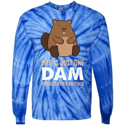 Funny Woodworking One Dam Project After Another Beaver Gift Tie-Dye Long Sleeve Shirt