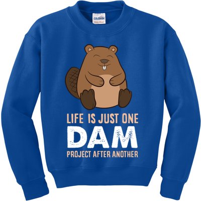 Funny Woodworking One Dam Project After Another Beaver Gift Kids Sweatshirt