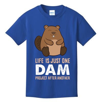 Funny Woodworking One Dam Project After Another Beaver Gift Kids T-Shirt