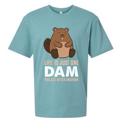 Funny Woodworking One Dam Project After Another Beaver Gift Sueded Cloud Jersey T-Shirt