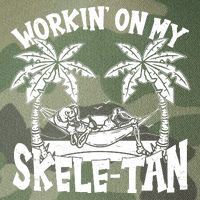 Funny Workin On My Skele Tan Vacation Skeleton Legacy Tie Dye Trucker Hat