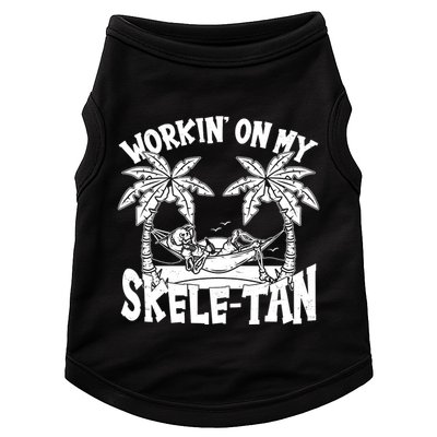 Funny Workin On My Skele Tan Vacation Skeleton Doggie Tank