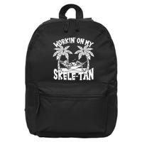 Funny Workin On My Skele Tan Vacation Skeleton 16 in Basic Backpack