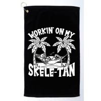 Funny Workin On My Skele Tan Vacation Skeleton Golf Towel