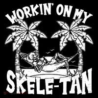 Funny Workin On My Skele Tan Vacation Skeleton Women's V-Neck T-Shirt