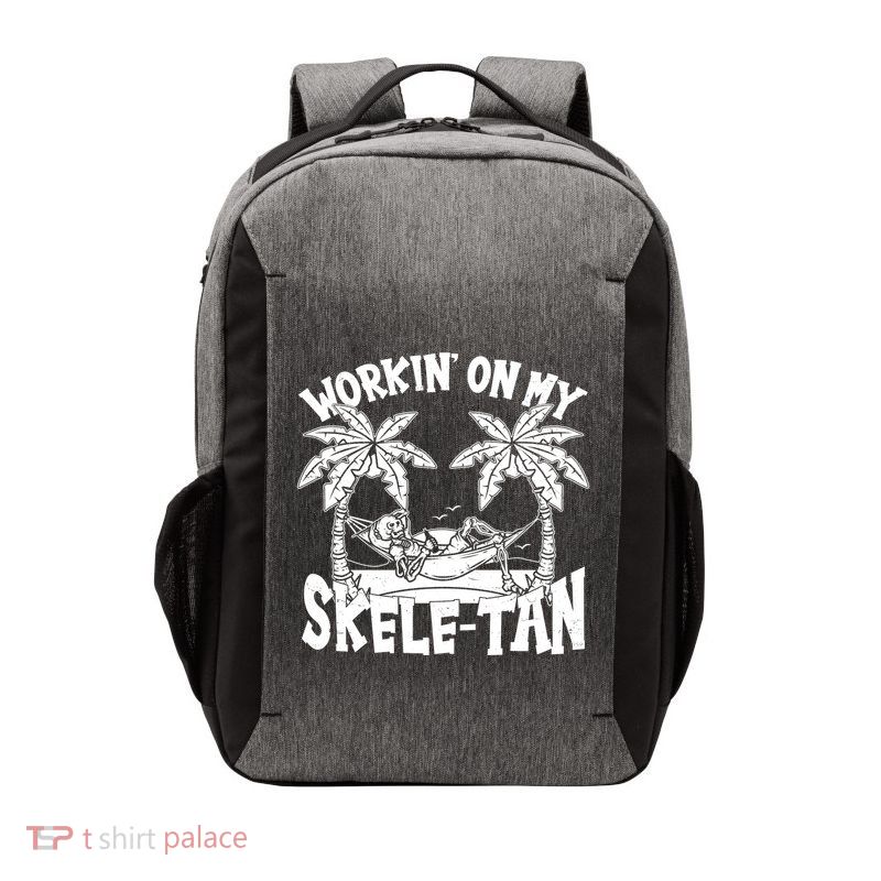 Funny Workin On My Skele Tan Vacation Skeleton Vector Backpack