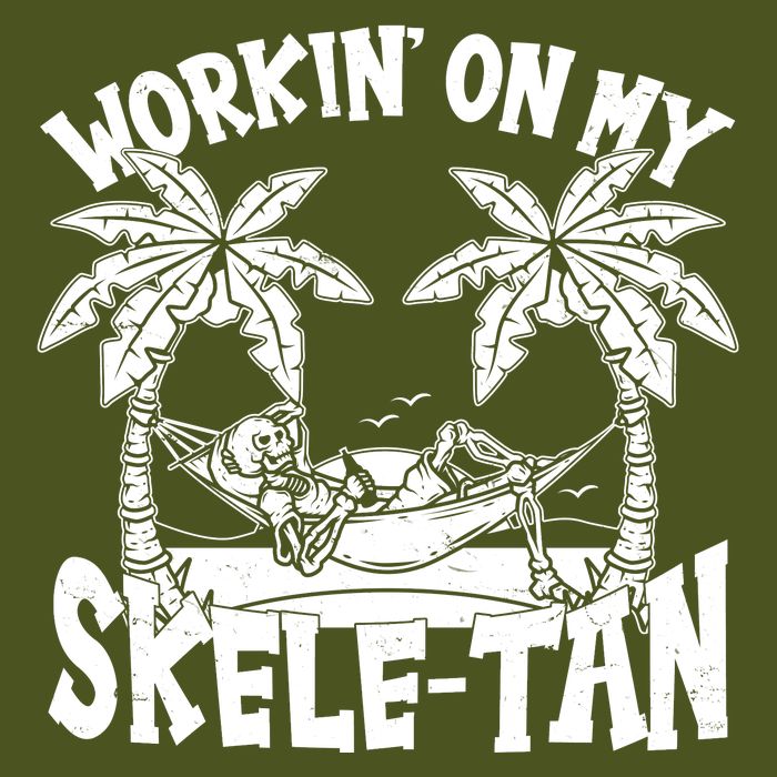Funny Workin On My Skele Tan Vacation Skeleton V-Neck T-Shirt