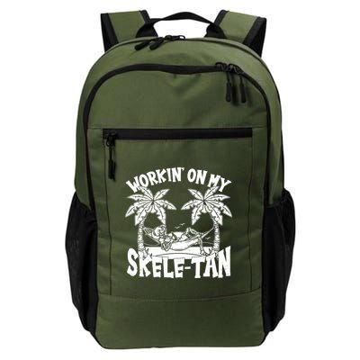 Funny Workin On My Skele Tan Vacation Skeleton Backpack
