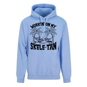 Funny Workin On My Skele Tan Vacation Skeleton Unisex Surf Hoodie