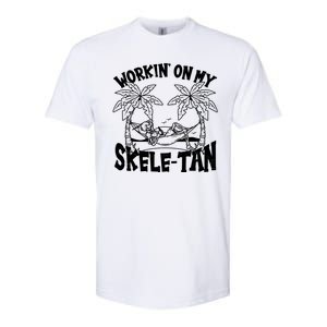 Funny Workin On My Skele Tan Vacation Skeleton Softstyle CVC T-Shirt