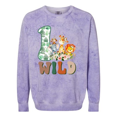 Funny Wild One 1st Birthday Safari Animal Themed Gift Colorblast Crewneck Sweatshirt