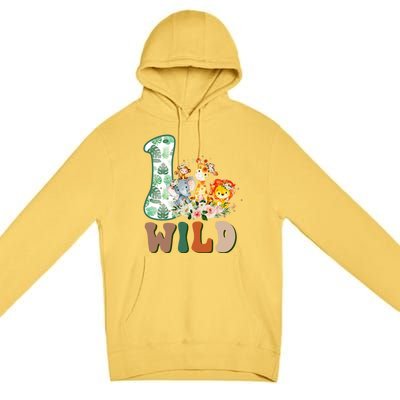 Funny Wild One 1st Birthday Safari Animal Themed Gift Premium Pullover Hoodie