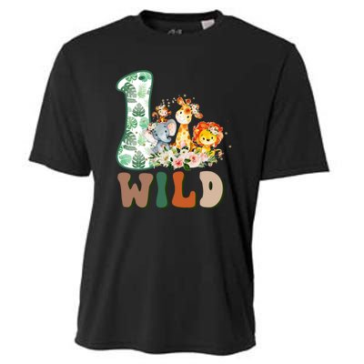 Funny Wild One 1st Birthday Safari Animal Themed Gift Cooling Performance Crew T-Shirt