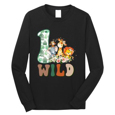 Funny Wild One 1st Birthday Safari Animal Themed Gift Long Sleeve Shirt