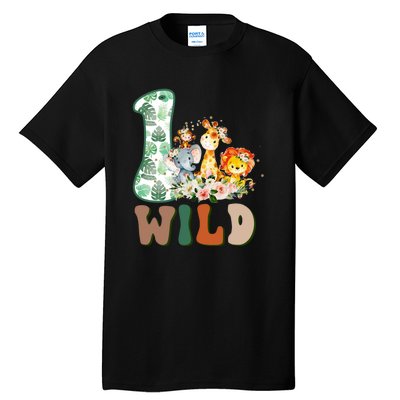 Funny Wild One 1st Birthday Safari Animal Themed Gift Tall T-Shirt