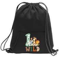 Funny Wild One 1st Birthday Safari Animal Themed Gift Sweatshirt Cinch Pack Bag