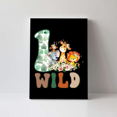 Funny Wild One 1st Birthday Safari Animal Themed Gift Canvas