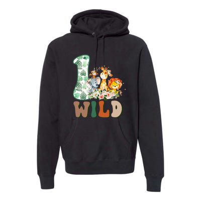 Funny Wild One 1st Birthday Safari Animal Themed Gift Premium Hoodie