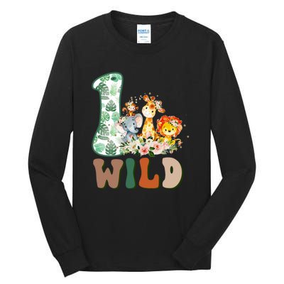 Funny Wild One 1st Birthday Safari Animal Themed Gift Tall Long Sleeve T-Shirt