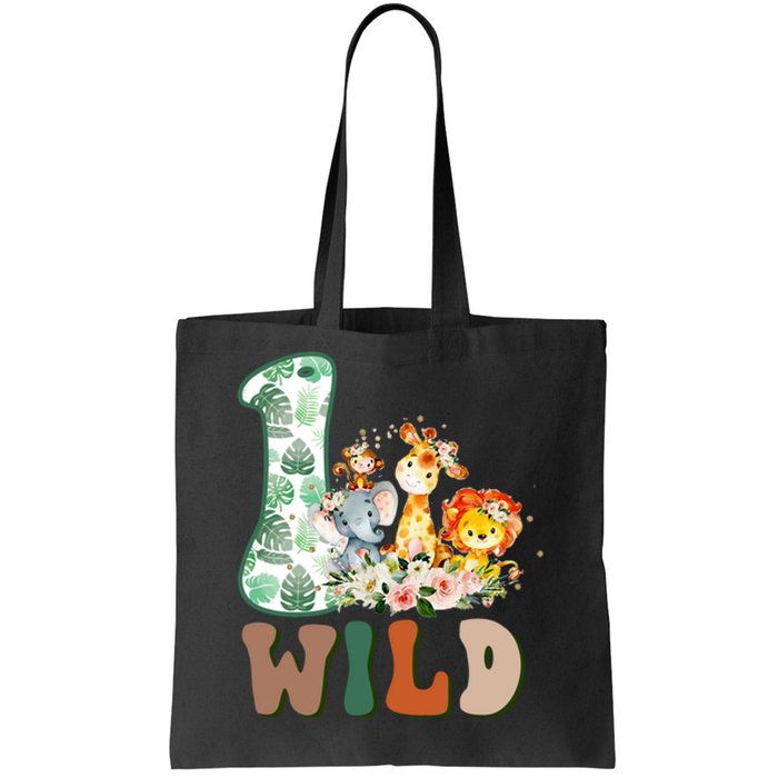 Funny Wild One 1st Birthday Safari Animal Themed Gift Tote Bag