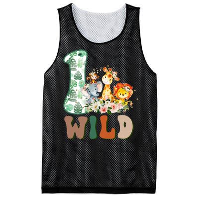 Funny Wild One 1st Birthday Safari Animal Themed Gift Mesh Reversible Basketball Jersey Tank