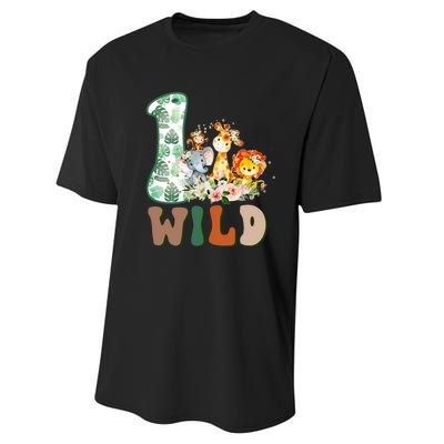 Funny Wild One 1st Birthday Safari Animal Themed Gift Performance Sprint T-Shirt