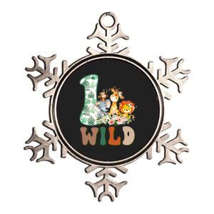 Funny Wild One 1st Birthday Safari Animal Themed Gift Metallic Star Ornament