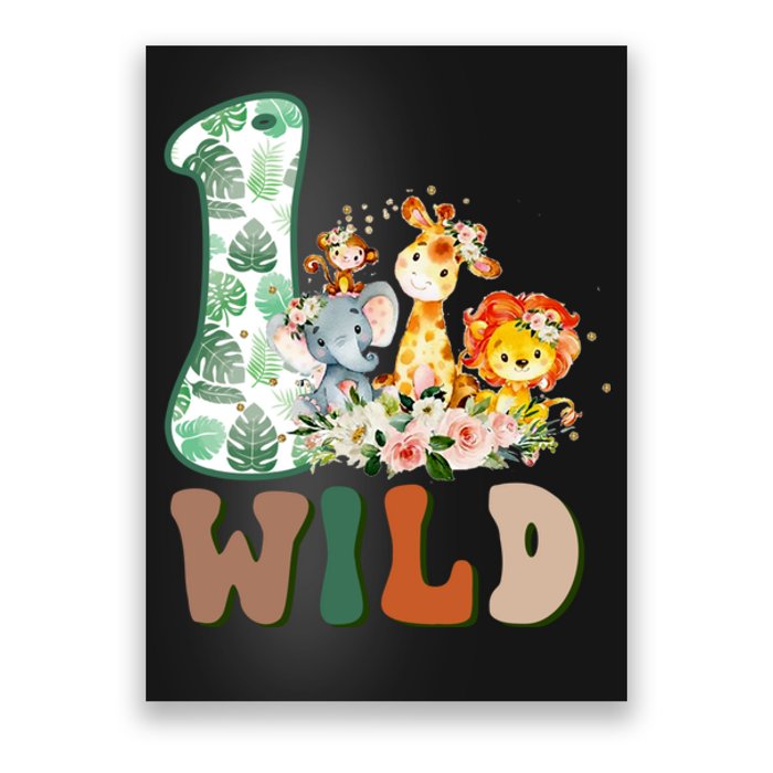 Funny Wild One 1st Birthday Safari Animal Themed Gift Poster