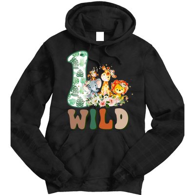 Funny Wild One 1st Birthday Safari Animal Themed Gift Tie Dye Hoodie