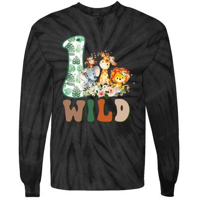 Funny Wild One 1st Birthday Safari Animal Themed Gift Tie-Dye Long Sleeve Shirt