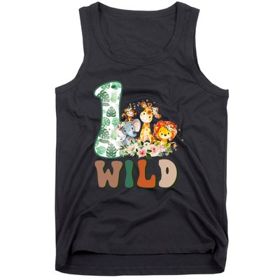 Funny Wild One 1st Birthday Safari Animal Themed Gift Tank Top