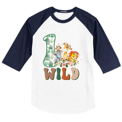 Funny Wild One 1st Birthday Safari Animal Themed Gift Baseball Sleeve Shirt