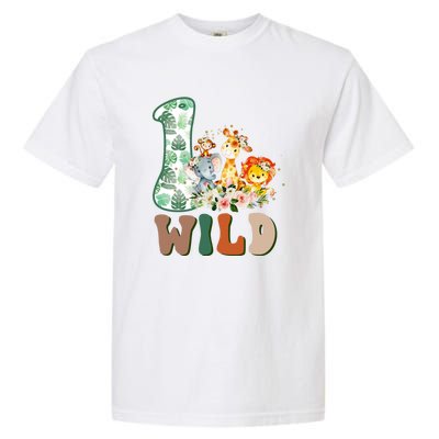 Funny Wild One 1st Birthday Safari Animal Themed Gift Garment-Dyed Heavyweight T-Shirt