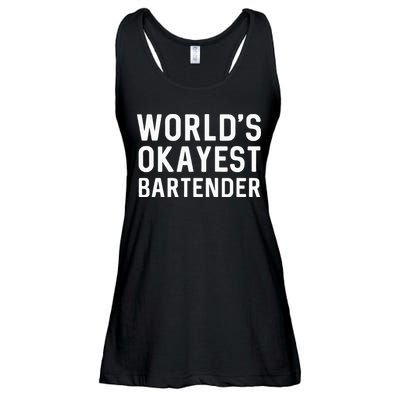 Funny Worlds Okayest Bartender Barmaid Barkeeper Men Women Ladies Essential Flowy Tank