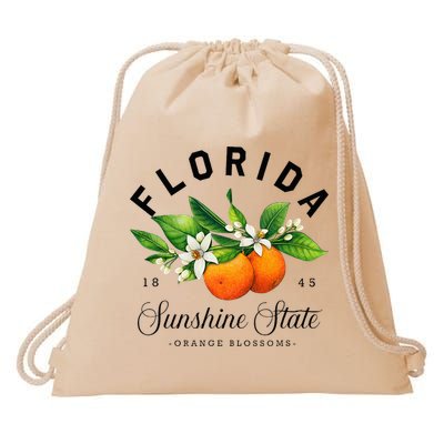 Florida Watercolor Orange Blossoms Drawstring Bag