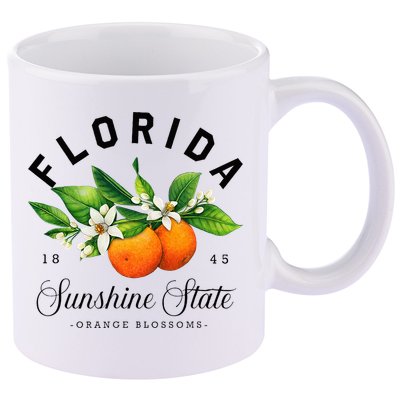 Florida Watercolor Orange Blossoms 11oz C Handle Ceramic Mug