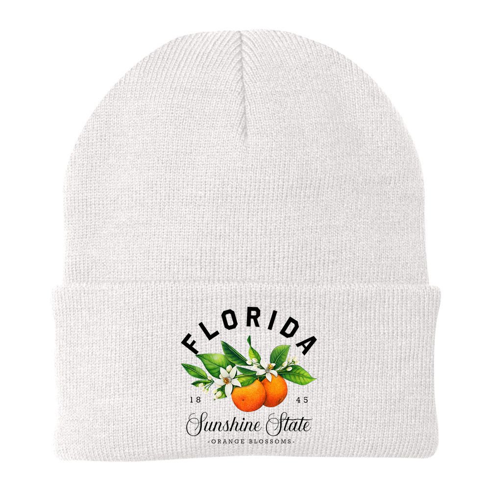 Florida Watercolor Orange Blossoms Beanie