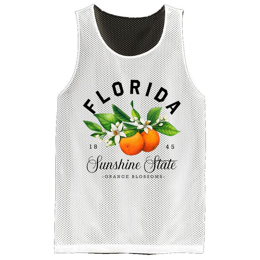 Florida Watercolor Orange Blossoms Mesh Reversible Basketball Jersey Tank