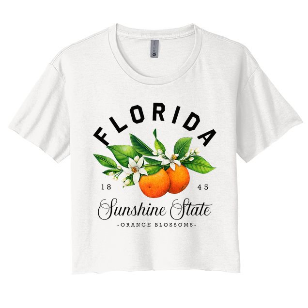 Florida Watercolor Orange Blossoms Crop Top