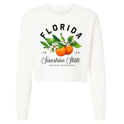 Florida Watercolor Orange Blossoms Cropped Pullover Crew
