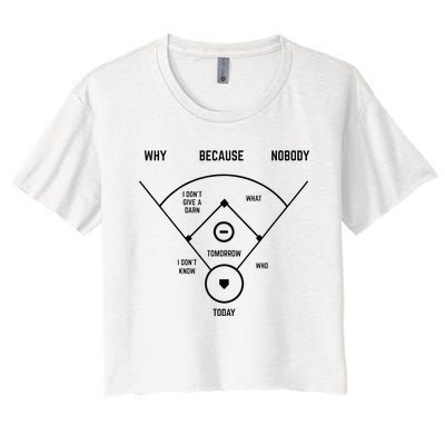 Funny Who's On First Baseball Vintage Joke Baseball Dad Women's Crop Top Tee